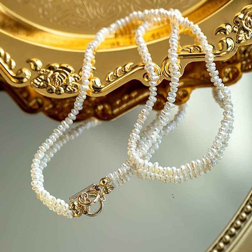 Real Cultured Baroque Pearl Strand Choker 69$